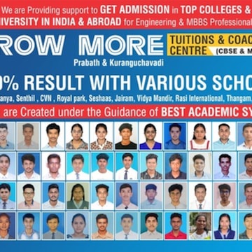 GROW MORE TUITIONS & COACHING CENTRE in Pension Velu Street Salem Pension Lines