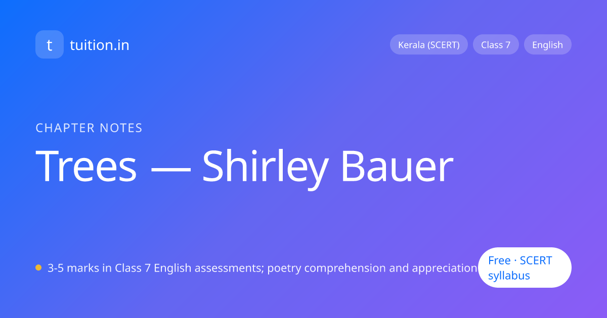 'Trees — Shirley Bauer' — Kerala (SCERT) Class 7 English | Notes, NCERT ...